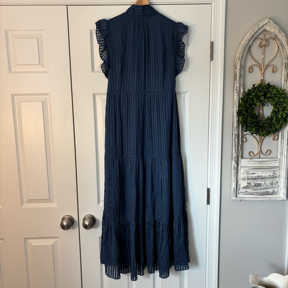 Marie Oliver Kylee Dress Navy Ocean Maxi Dress Frill Ruffle Bow Feminine S Chic - Picture 9 of 10